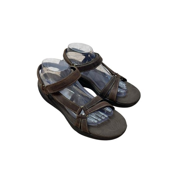 Skechers Shape-Ups Brown Leather Toning Rocker Sandals Womens Size 10 - Picture 3 of 9